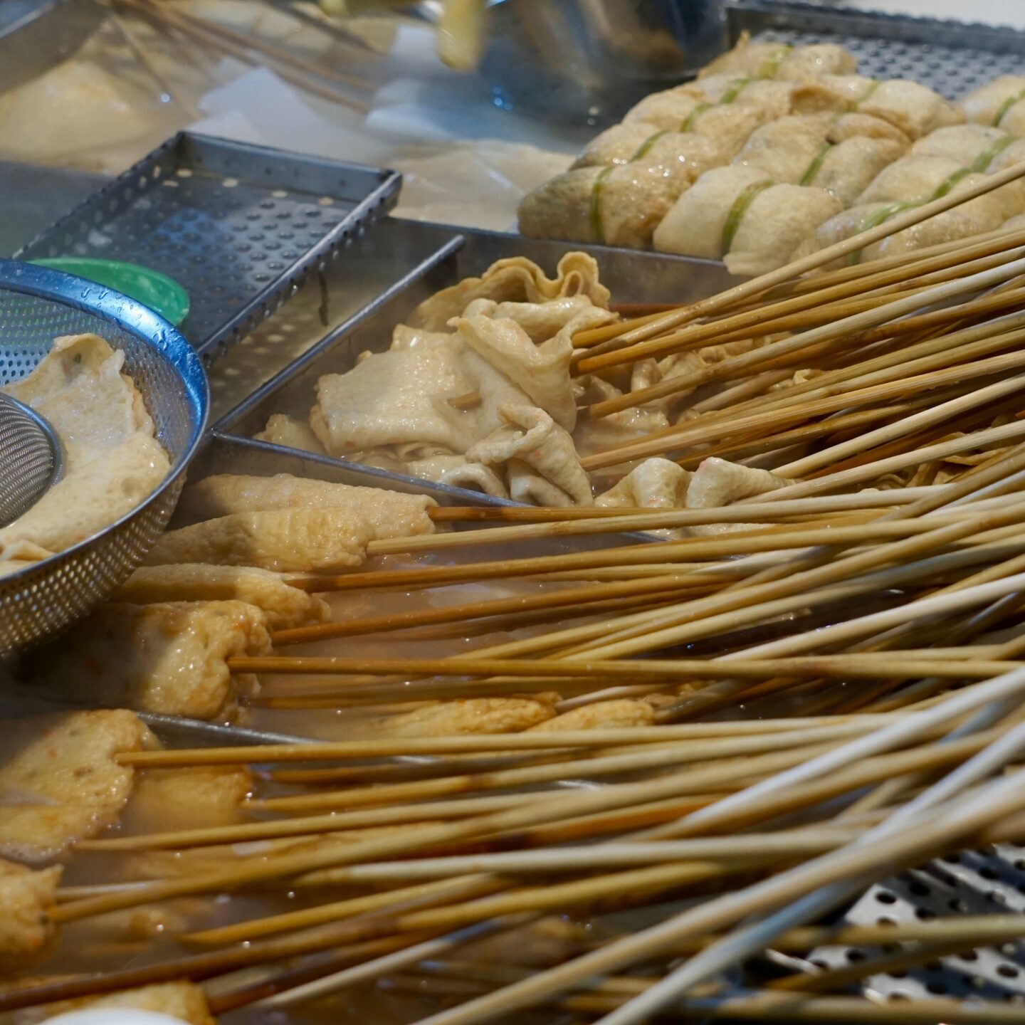 Korean fish cake Odeng street food display Korean fish cake Odeng street food display